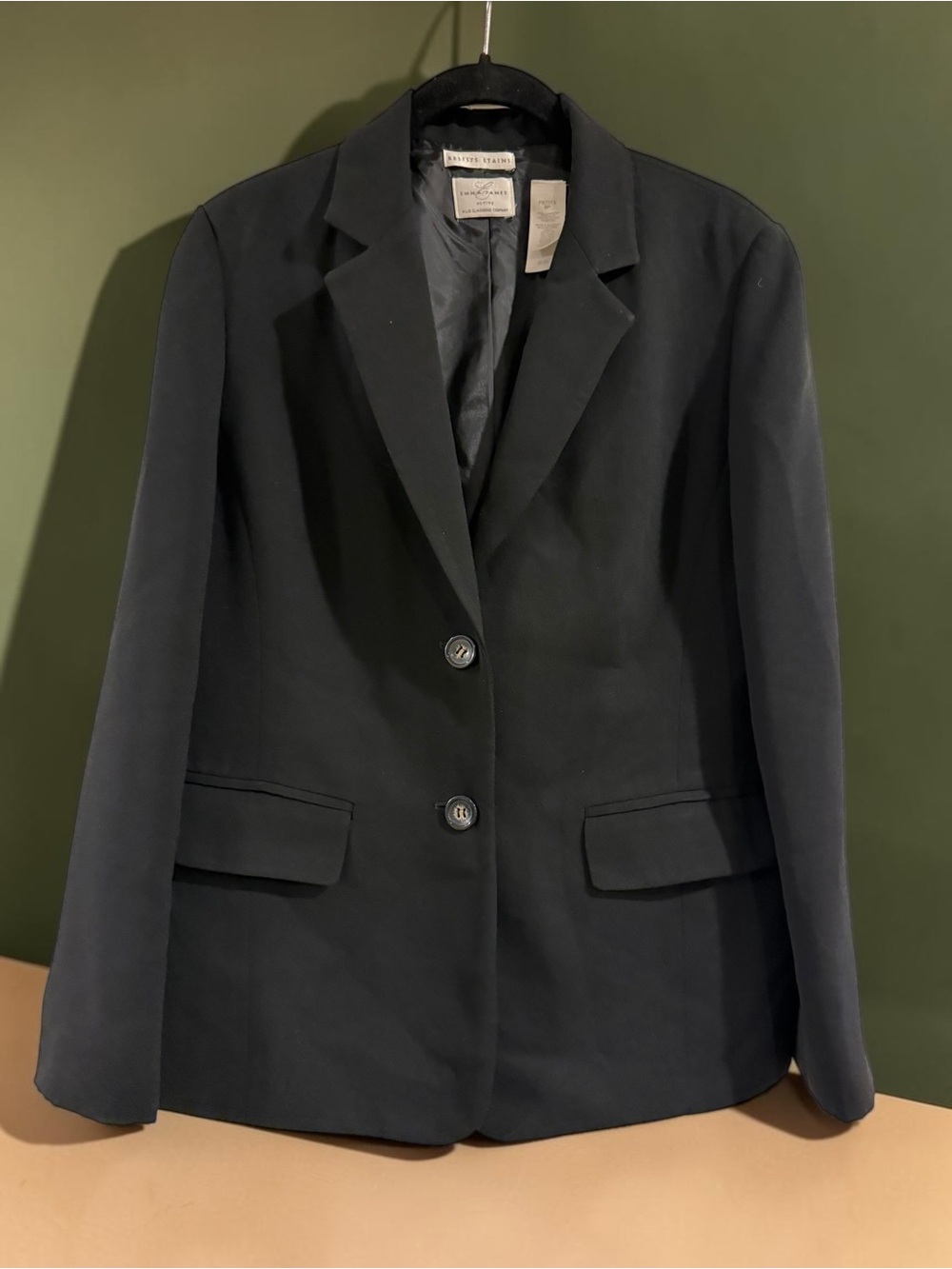 Emma James Petite Blazer 8P Black Liz Claiborne Stain Resistant Workwear